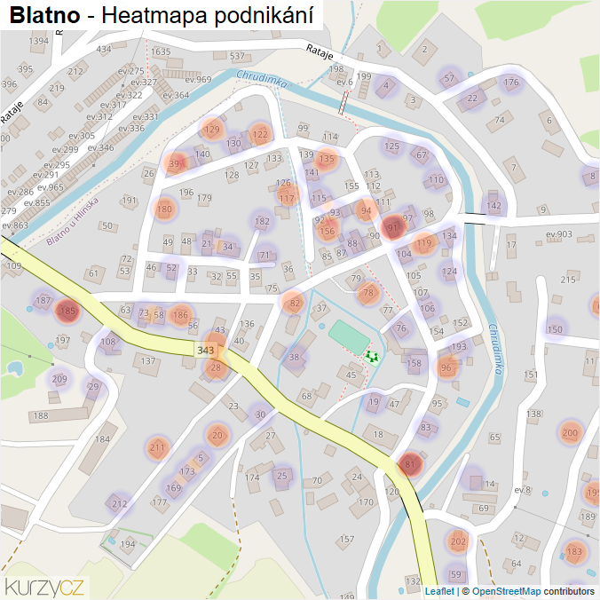 Mapa Blatno - Firmy v části obce.