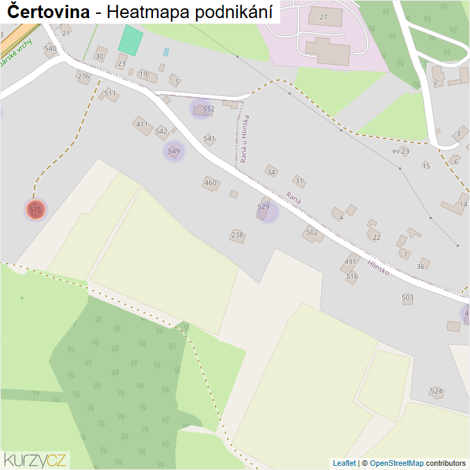 Mapa Čertovina - Firmy v části obce.