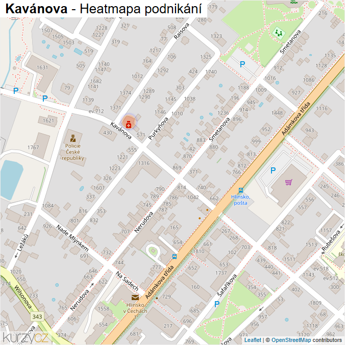 Mapa Kavánova - Firmy v ulici.