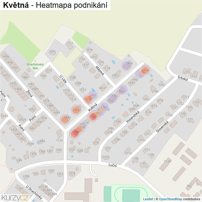 Mapa Květná - Firmy v ulici.
