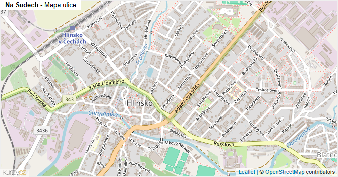 Na Sadech - mapa ulice