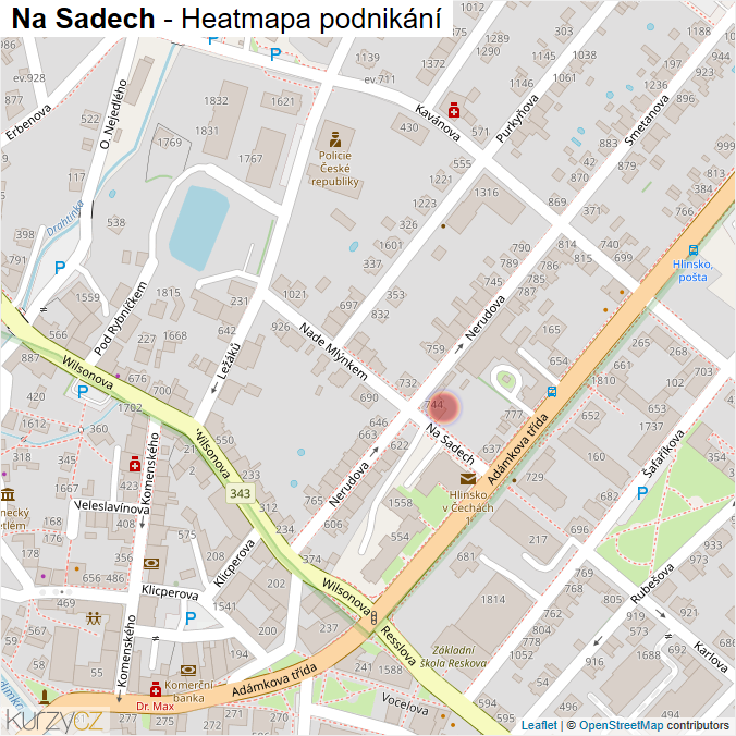 Mapa Na Sadech - Firmy v ulici.