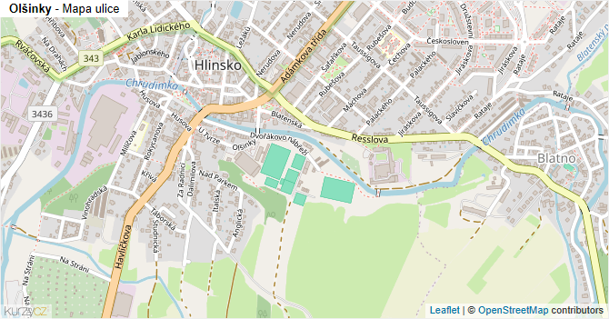 Olšinky - mapa ulice