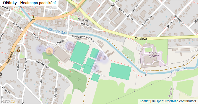 Olšinky - mapa podnikání