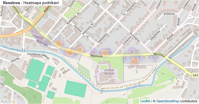 Resslova - mapa podnikání