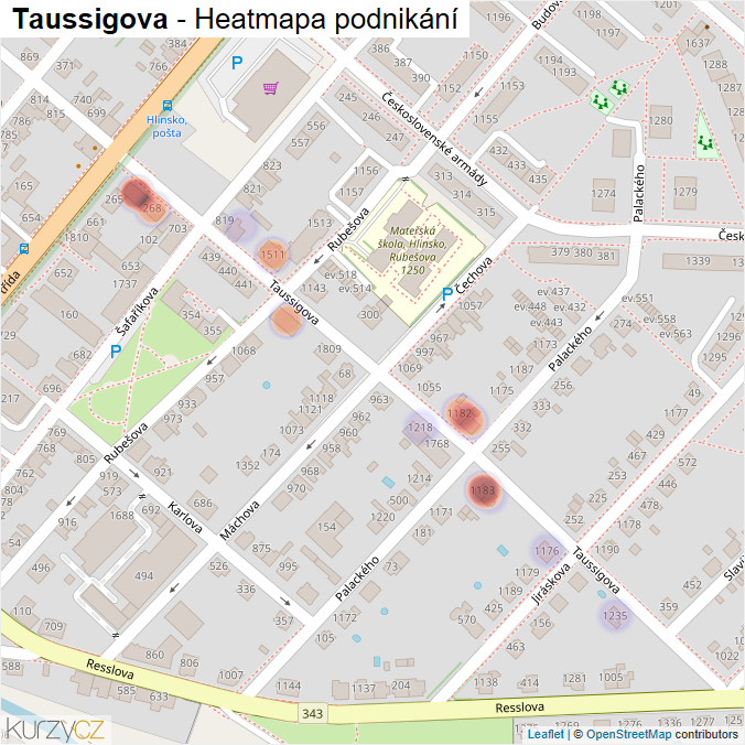 Mapa Taussigova - Firmy v ulici.