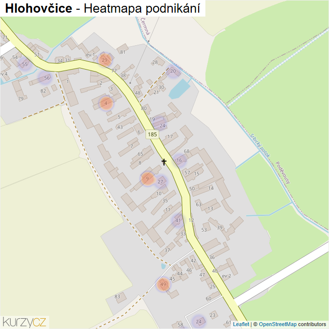 Mapa Hlohovčice - Firmy v části obce.