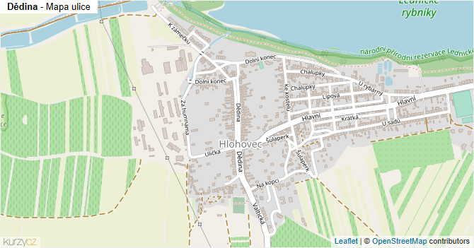 Dědina - mapa ulice