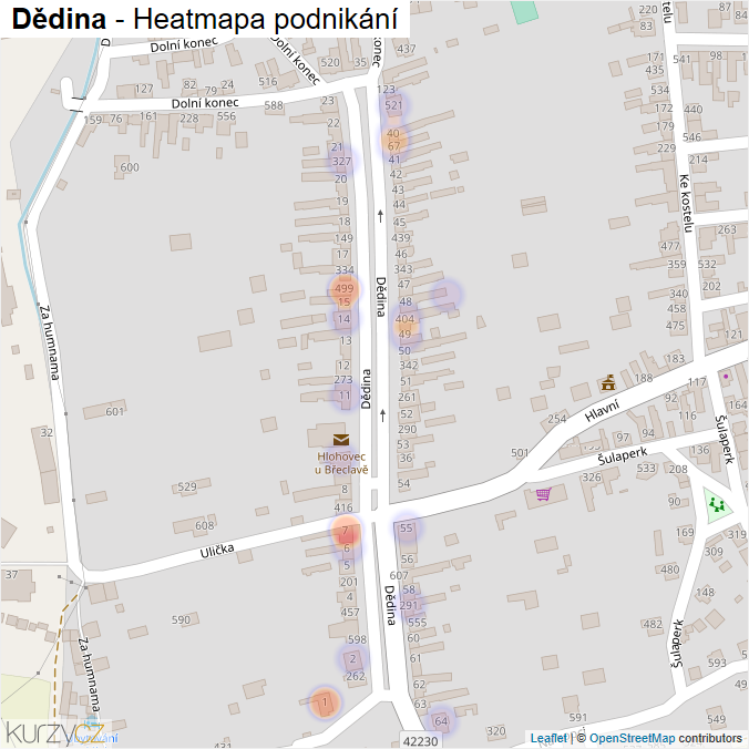 Mapa Dědina - Firmy v ulici.