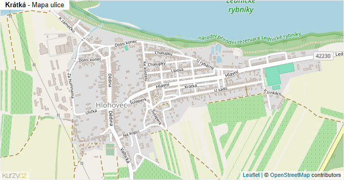 Krátká - mapa ulice