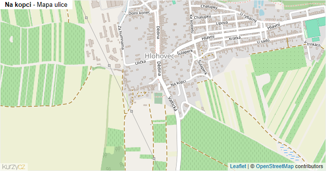 Na kopci - mapa ulice