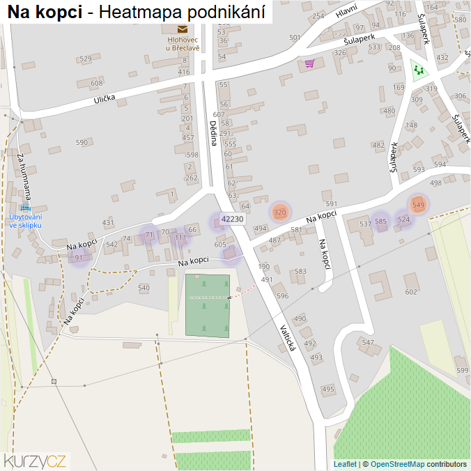 Mapa Na kopci - Firmy v ulici.
