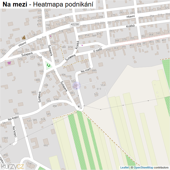 Mapa Na mezi - Firmy v ulici.