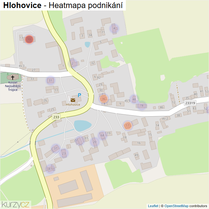 Mapa Hlohovice - Firmy v části obce.