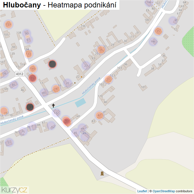 Mapa Hlubočany - Firmy v části obce.