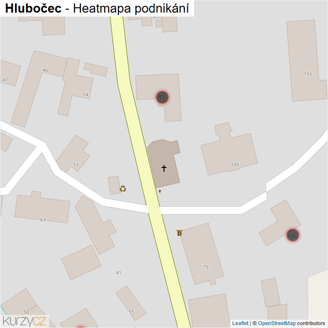 Mapa Hlubočec - Firmy v obci.