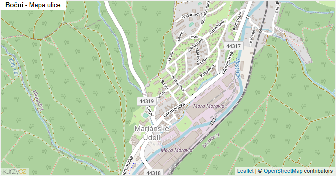Boční - mapa ulice