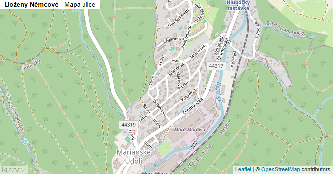 Boženy Němcové - mapa ulice
