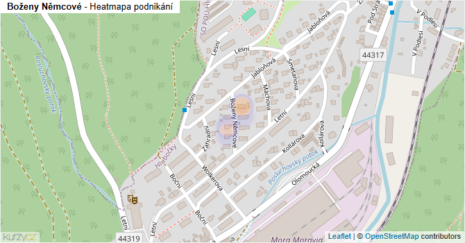 Boženy Němcové - mapa podnikání