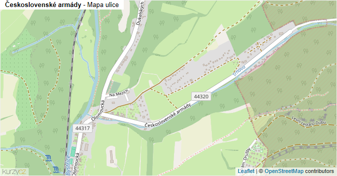 Československé armády - mapa ulice