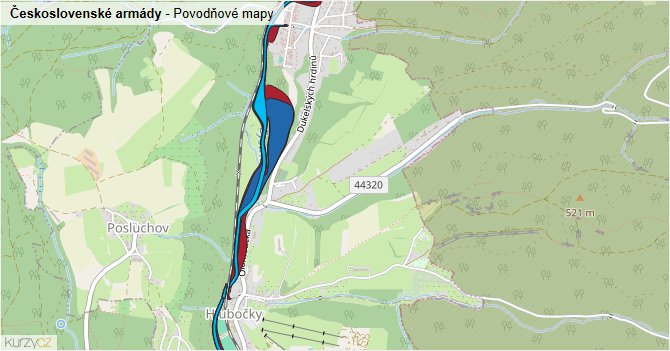 Československé armády - záplavové mapy stoleté vody