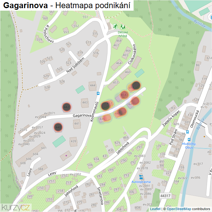 Mapa Gagarinova - Firmy v ulici.