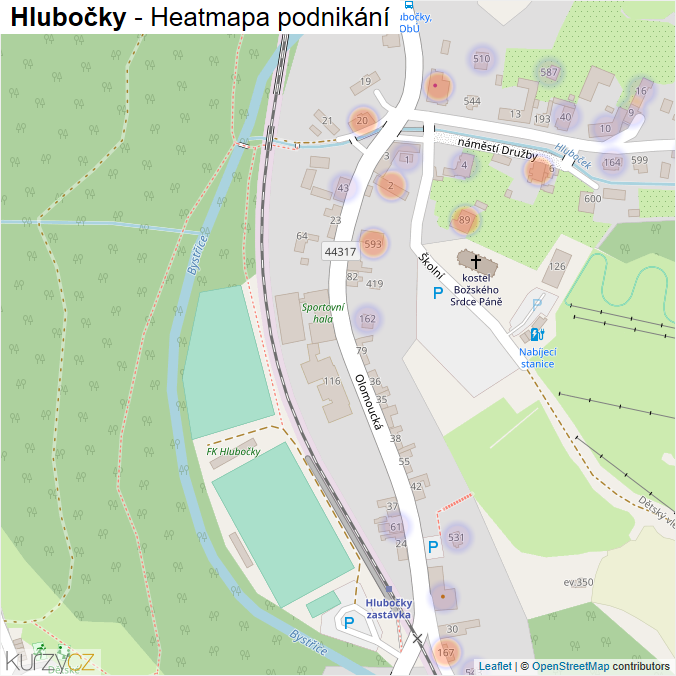 Mapa Hlubočky - Firmy v části obce.