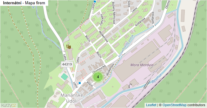 Internátní - mapa firem