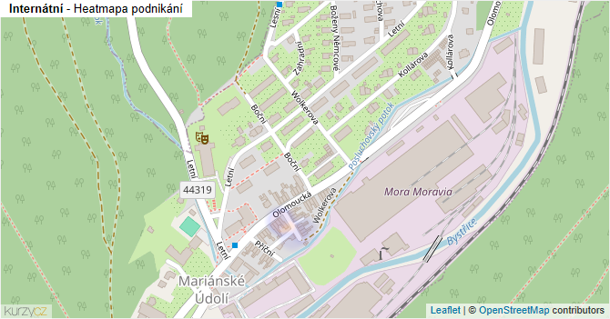 Internátní - mapa podnikání