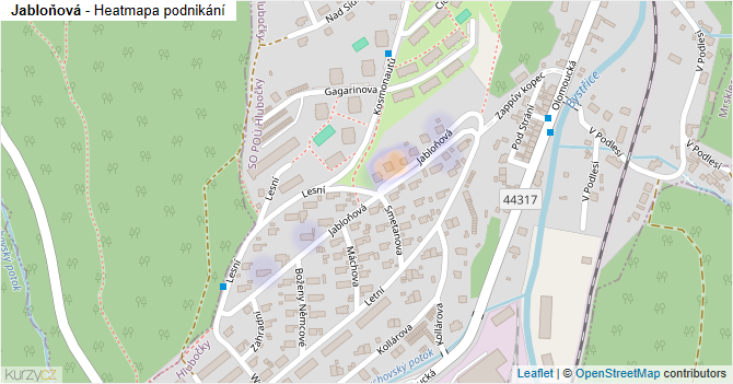Jabloňová - mapa podnikání