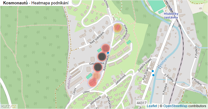 Kosmonautů - mapa podnikání