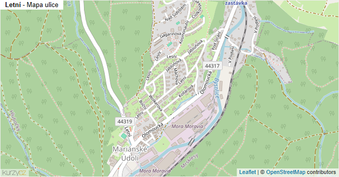 Letní - mapa ulice