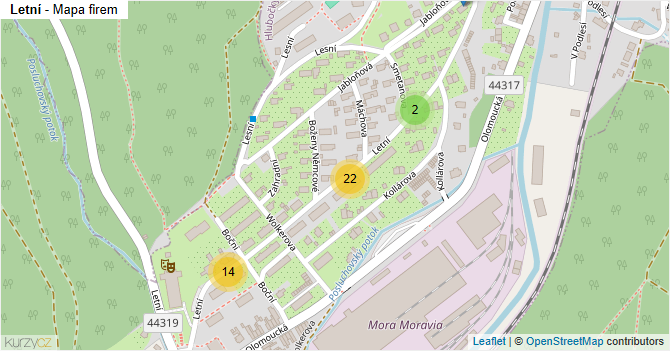Letní - mapa firem