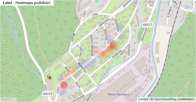 Letní - mapa podnikání