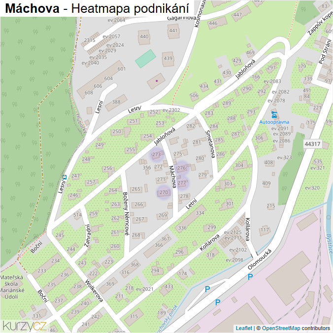 Mapa Máchova - Firmy v ulici.