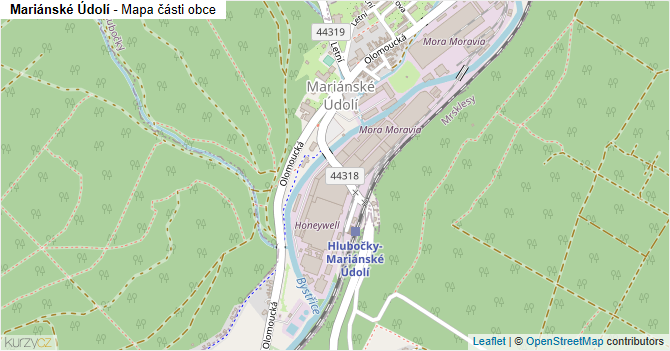 Mariánské Údolí - mapa části obce