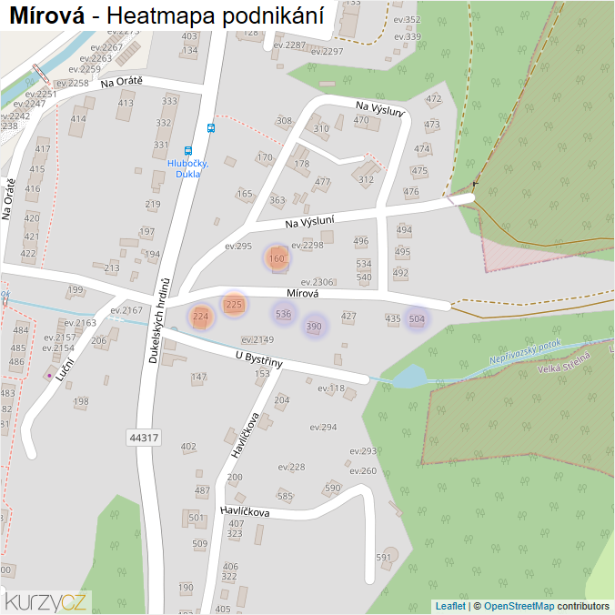 Mapa Mírová - Firmy v ulici.