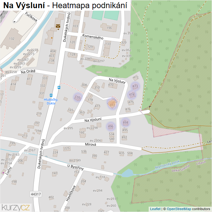 Mapa Na Výsluní - Firmy v ulici.