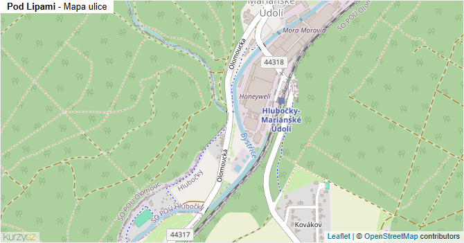 Pod Lipami - mapa ulice
