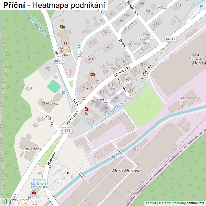 Mapa Příční - Firmy v ulici.