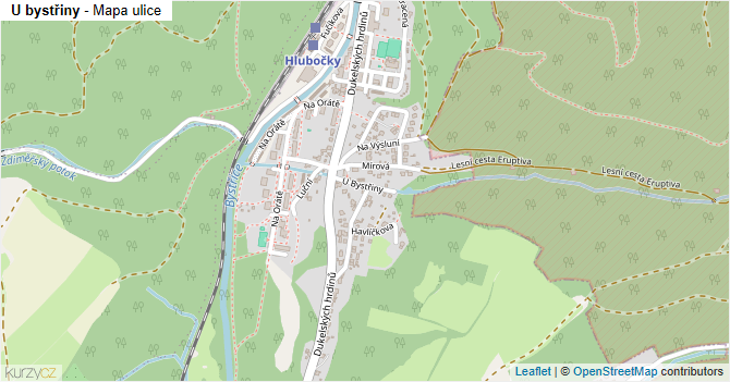 U bystřiny - mapa ulice