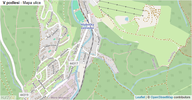 V podlesí - mapa ulice