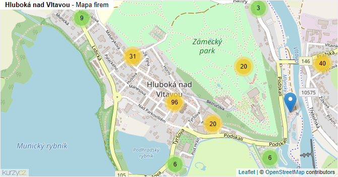 Hluboká nad Vltavou - mapa firem