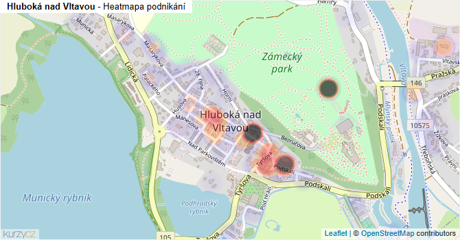 Hluboká nad Vltavou - mapa podnikání