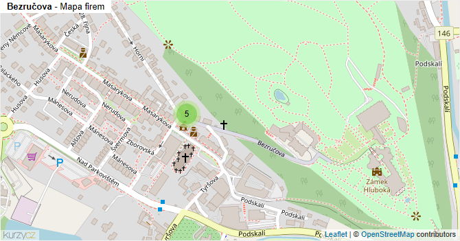 Bezručova - mapa firem