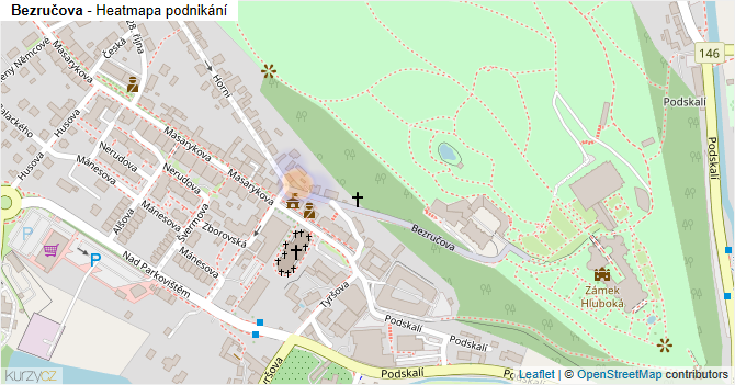 Bezručova - mapa podnikání