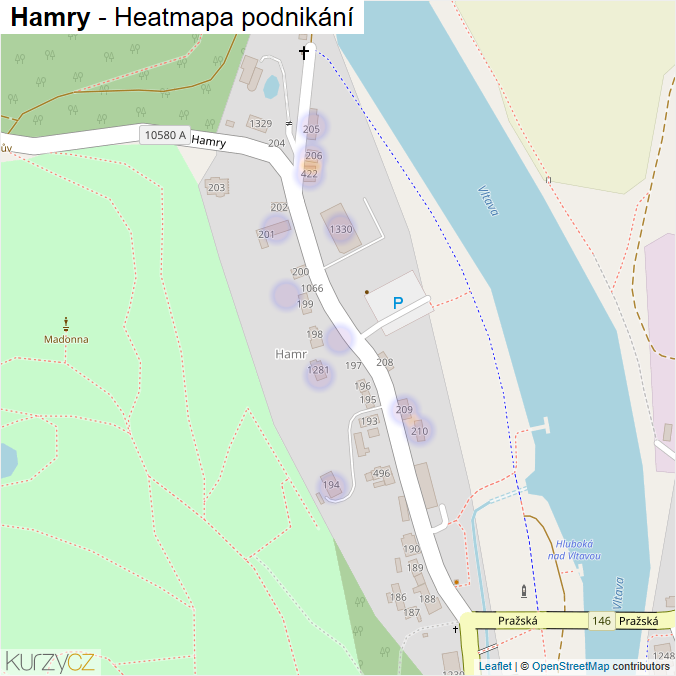 Mapa Hamry - Firmy v ulici.