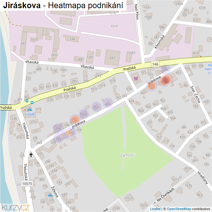 Mapa Jiráskova - Firmy v ulici.