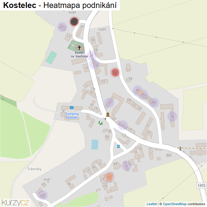 Mapa Kostelec - Firmy v části obce.