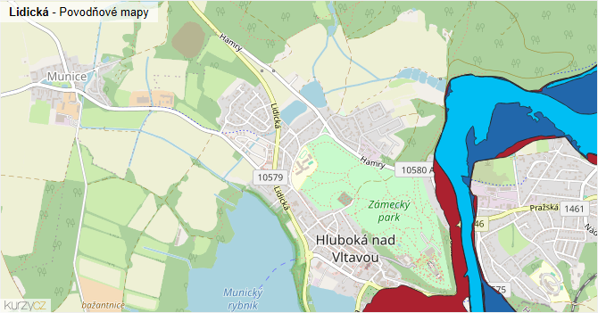 Lidická - záplavové mapy stoleté vody